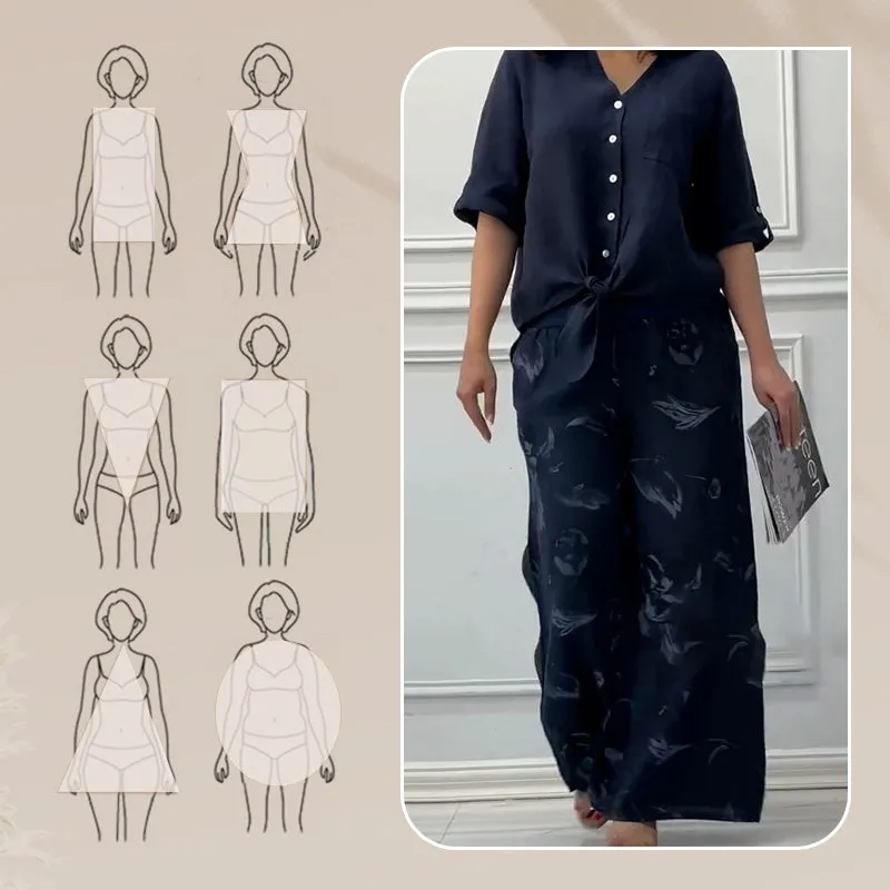 Women's Fashion Loose Cardigan Shirt & High Waist Pants Two Piece Set